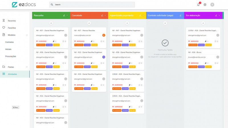 Interface da plataforma, que busca reunir tarefas de modo simples e organizado