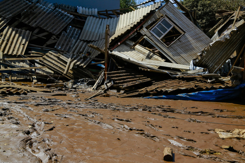  O cenário é de destruição em Muçum após a enchente que causou pelo menos 14 mortes na cidade