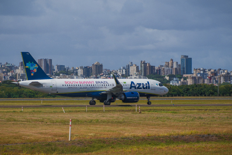 South Summit Brazil e Azul anunciam parceria, e cerimônia nesta quarta-feira tem entrega de aeronave envelopada sobre o evento. FOTO: Jefferson Bernardes/ Agência Preview
