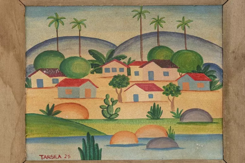 A pintura atribuída a Tarsila do Amaral esteve à venda na feira SP-Arte por R$ 16 milhões