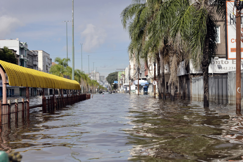 Foto tirada em Porto Alegre durante as enchentes de maio que atingiram o RS