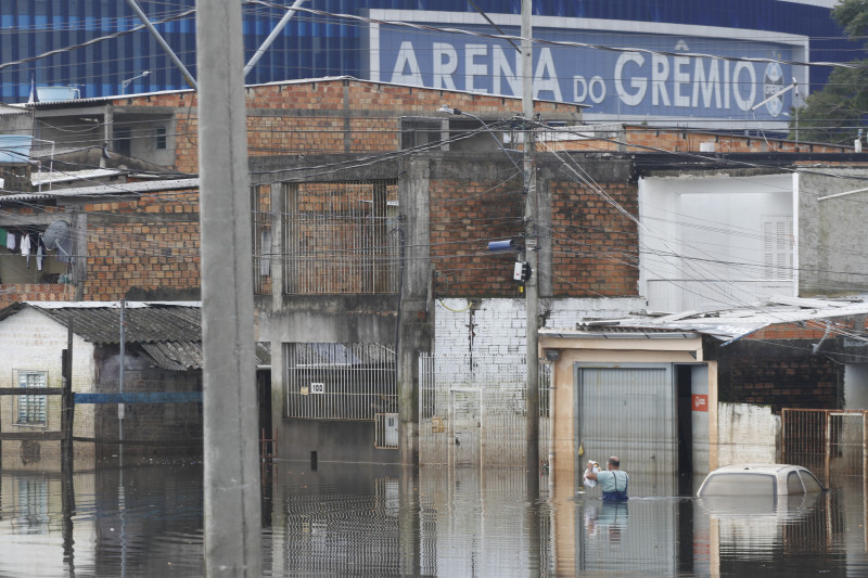 Bairro Humaitá, onde está localizada a Arena do Grêmio, está embaixo d'água