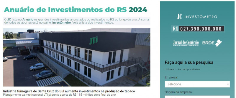 O JC lista no Anuário os grandes investimentos anunciados ou realizados no RS ao longo do ano