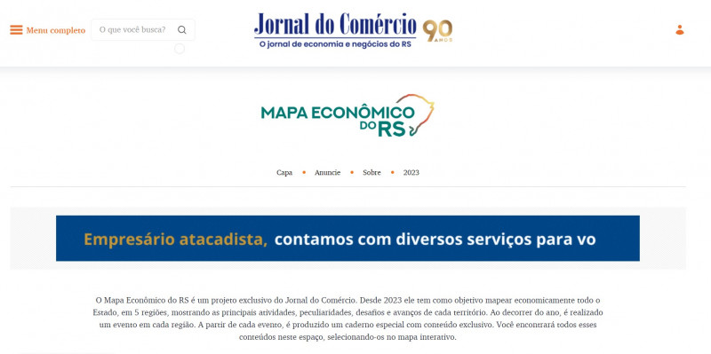 O Mapa Econômico do RS é um projeto exclusivo do Jornal do Comércio