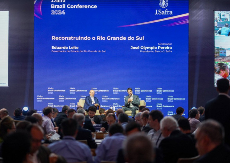 "Com absoluta certeza, o Rio Grande do Sul sairá mais forte da tragédia", disse Leite em palestra