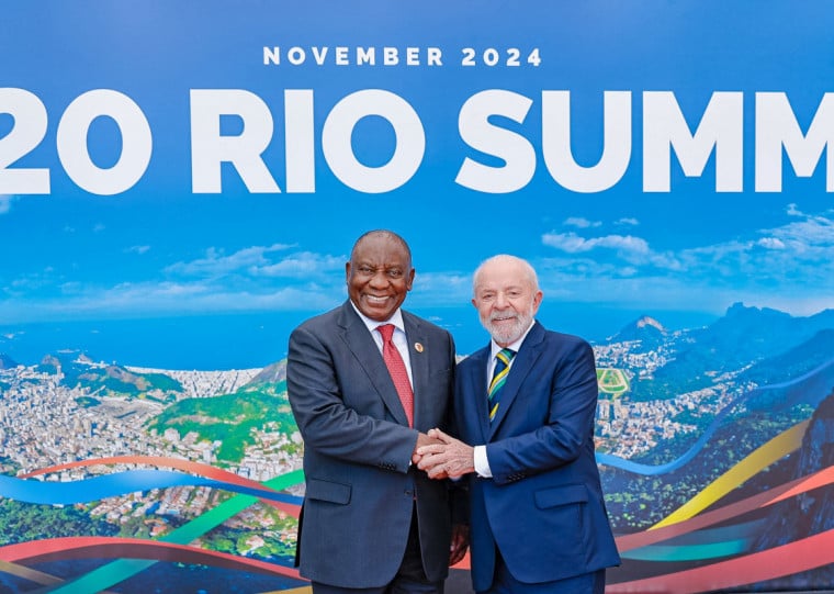 Lula desejou sucesso ao presidente da África do Sul, Cyril Ramaphosa, na passagem do bastão   