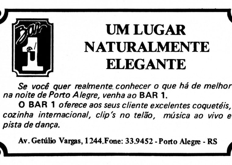 Cartão que convidava para as atividades noturnas no Bar 1, 