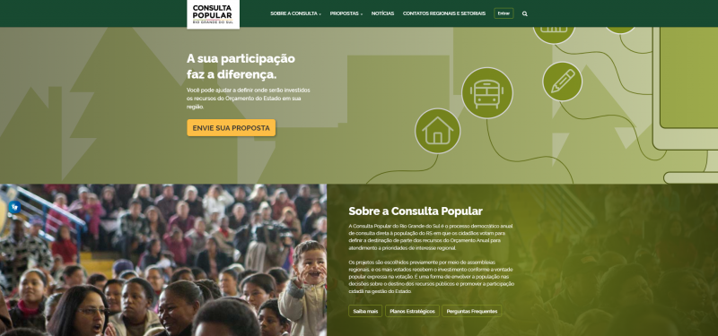 Página inicial do site da Consulta Popular do governo do Estado